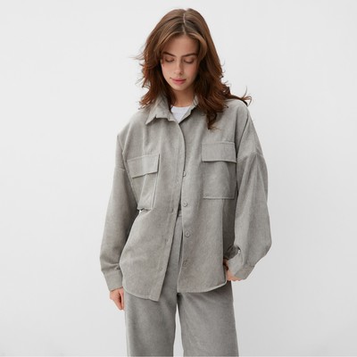 Рубашка женская MINAKU: Velvet collection, размер 44, светло-серый