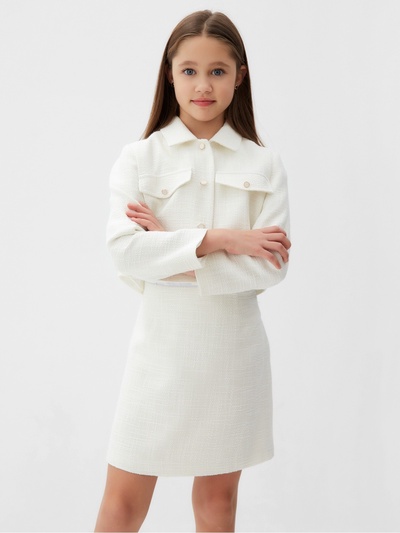 Комплект для девочки (жакет и юбка) MINAKU: PartyDress, белый, рост 128 см