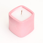 Свеча "Квадрат. Мрамор" в подсвечнике из гипса малый,5х4,5 см,розовый - Фото 3