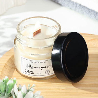 Ароматическая свеча в банке, 75 г, из соевого воска, лемонграсс