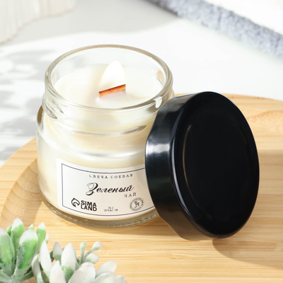 Ароматическая свеча в банке, 75 г, из соевого воска, зелёный чай