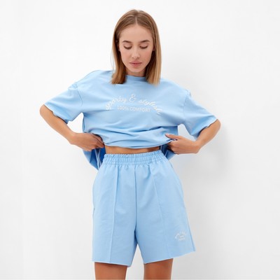 Костюм женский (футболка, шорты) MINAKU: Casual Collection, голубой, размер 50