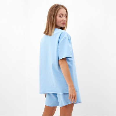 Костюм женский (футболка, шорты) MINAKU: Casual Collection, голубой, размер 50