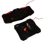 Игровой набор Qumo Axe Strike 3 в 1, клавиатура+мышь+ковер, проводной, 2400 dpi - фото 8927072