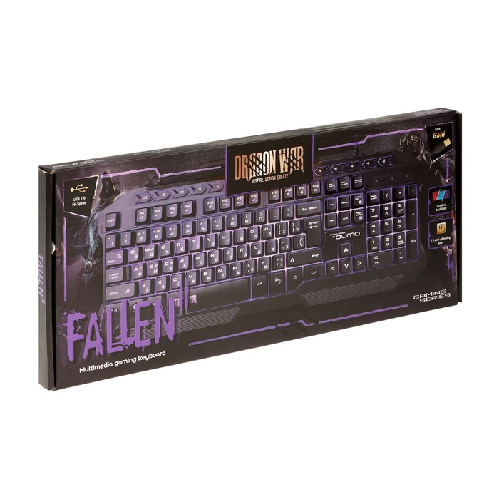 Клавиатура Qumo Fallen 2 K56, игровая, проводная,мембранная, 114 клавиш, USB, подсв, чёрная - фото 51502560