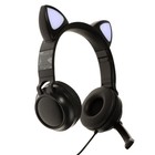 Наушники Qumo Game Cat Black, игровые, микрофон, USB+3.5 мм, 2м, чёрные - фото 23458641