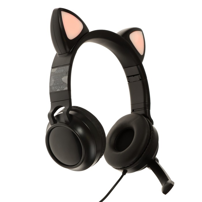Наушники Qumo Game Cat Black, игровые, микрофон, USB+3.5 мм, 2м, чёрные - фото 51502563