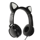 Наушники Qumo Game Cat Black, игровые, микрофон, USB+3.5 мм, 2м, чёрные - Фото 3