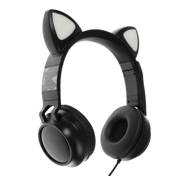 Наушники Qumo Game Cat Black, игровые, микрофон, USB+3.5 мм, 2м, чёрные - фото 51502564