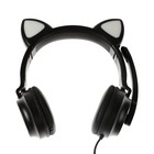 Наушники Qumo Game Cat Black, игровые, микрофон, USB+3.5 мм, 2м, чёрные - фото 8927091