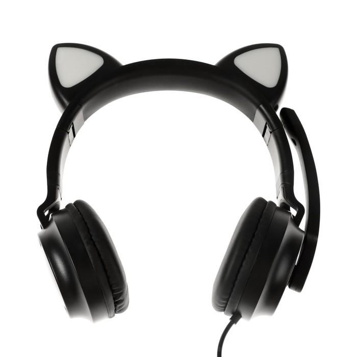Наушники Qumo Game Cat Black, игровые, микрофон, USB+3.5 мм, 2м, чёрные - фото 51502565
