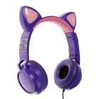 Наушники Qumo Game Cat Purple, игровые, микрофон, USB+3.5 мм, 2м, фиолетовые - фото 9877995