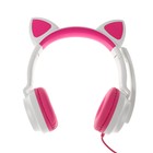 Наушники Qumo Game Cat White, игровые, микрофон, USB+3.5 мм, 2м, бело/розовые - фото 8927121