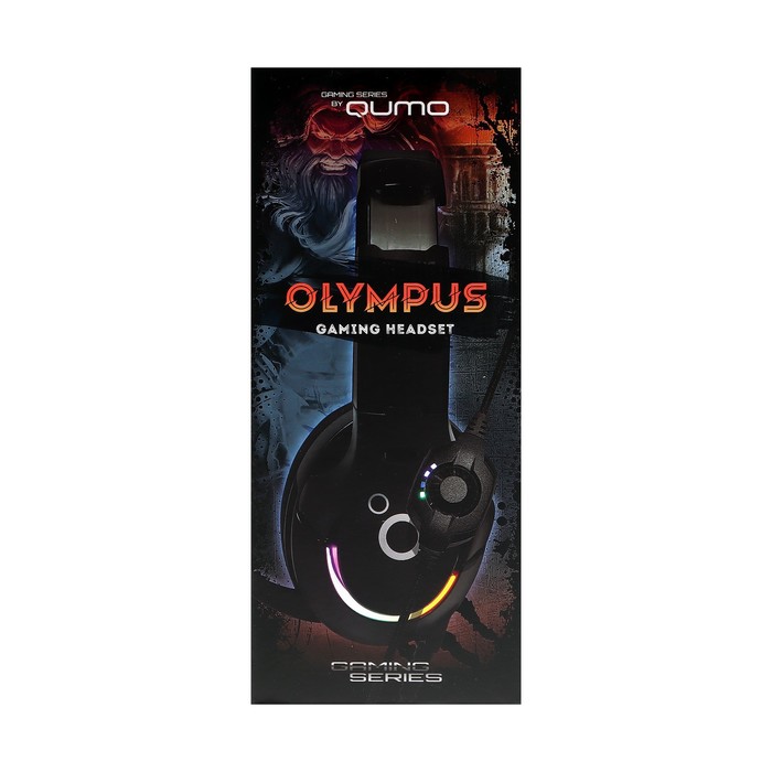 Наушники Qumo Olympus, игровые, микрофон, USB, 2.2м, подсветка, чёрные