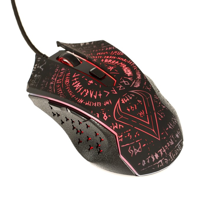 Мышь Qumo Valhalla M35, игровая, проводная, 6 кнопок, подсветка, 3200 dpi, USB, чёрная - фото 51502664