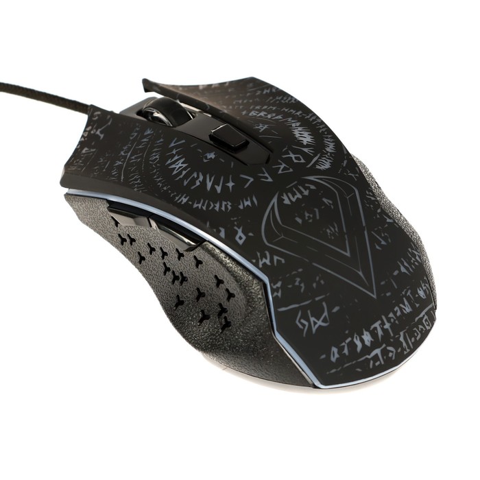 Мышь Qumo Valhalla M35, игровая, проводная, 6 кнопок, подсветка, 3200 dpi, USB, чёрная