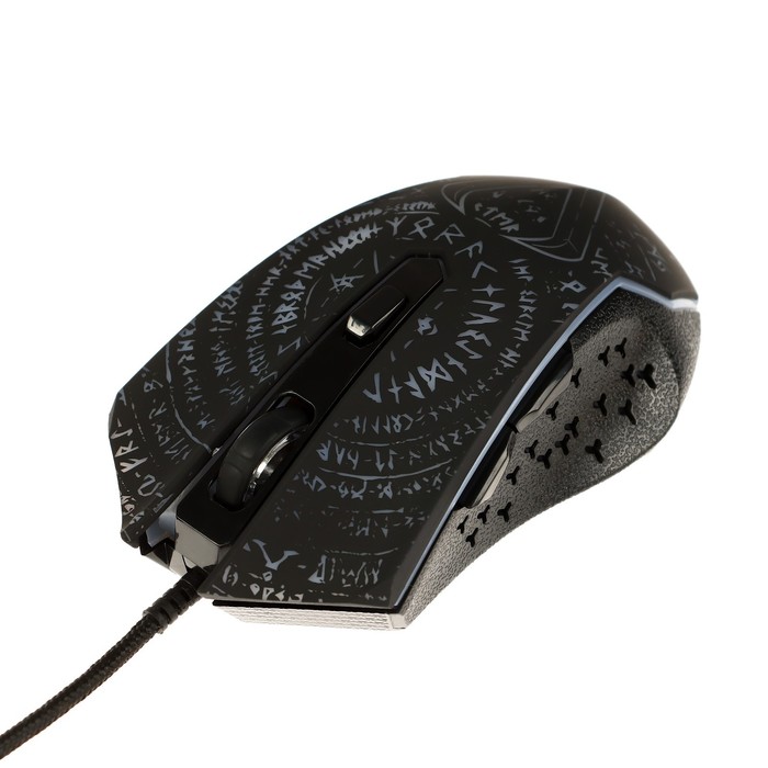 Мышь Qumo Valhalla M35, игровая, проводная, 6 кнопок, подсветка, 3200 dpi, USB, чёрная - фото 51502667