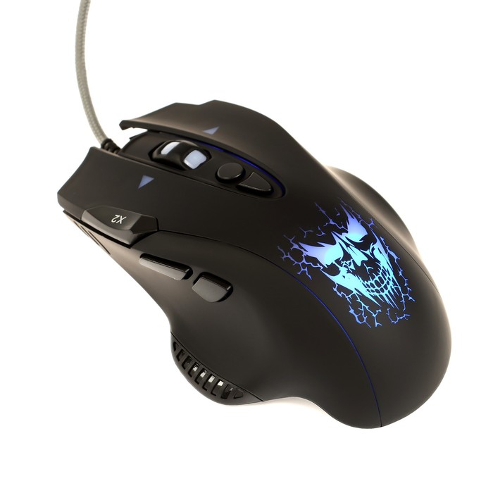 Мышь Qumo Devastator M12, игровая, проводная, 8 кнопок, подсветка, 3200 dpi, USB, чёрная