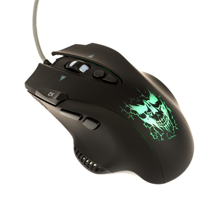 Мышь Qumo Devastator M12, игровая, проводная, 8 кнопок, подсветка, 3200 dpi, USB, чёрная - фото 51502675