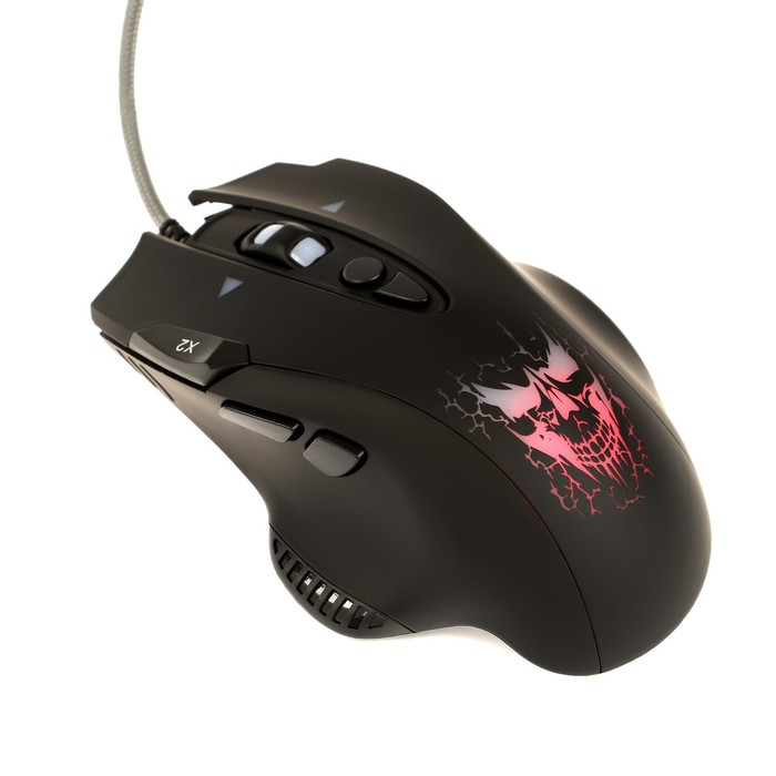 Мышь Qumo Devastator M12, игровая, проводная, 8 кнопок, подсветка, 3200 dpi, USB, чёрная - фото 51502676