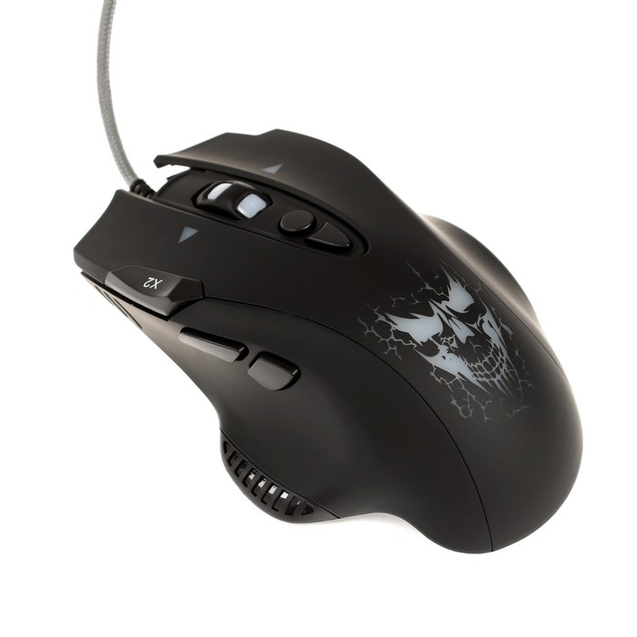 Мышь Qumo Devastator M12, игровая, проводная, 8 кнопок, подсветка, 3200 dpi, USB, чёрная - фото 51502677