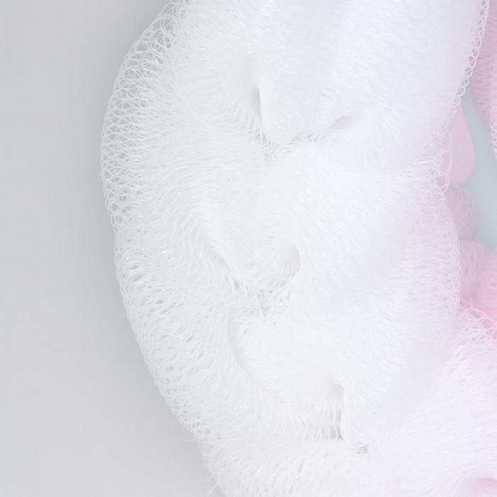 Мочалка - косичка для тела CUPELLIA SPA, 70 гр, цвет бело-розовый - фото 1928422431