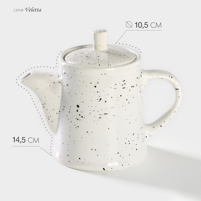 Чайник фарфоровый Veletta, 500 мл, d=10,5 см, h=14,5 см - Фото 1