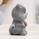 Копилка "Кот с цветком" серый, 18 см - фото 8711246