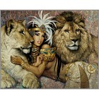 Алмазная мозаика без подрамника «Клеопатра со львами» 50 × 40 см, 31 цвет - фото 301072216
