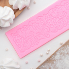 Силиконовый коврик для айсинга Доляна «Цветочная мозайка», 18×7 см, цвет розовый - Фото 1