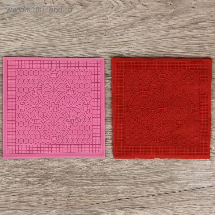 Силиконовый коврик для айсинга Доляна «Мозайка», 16×16×0,5 см, цвет розовый - Фото 1
