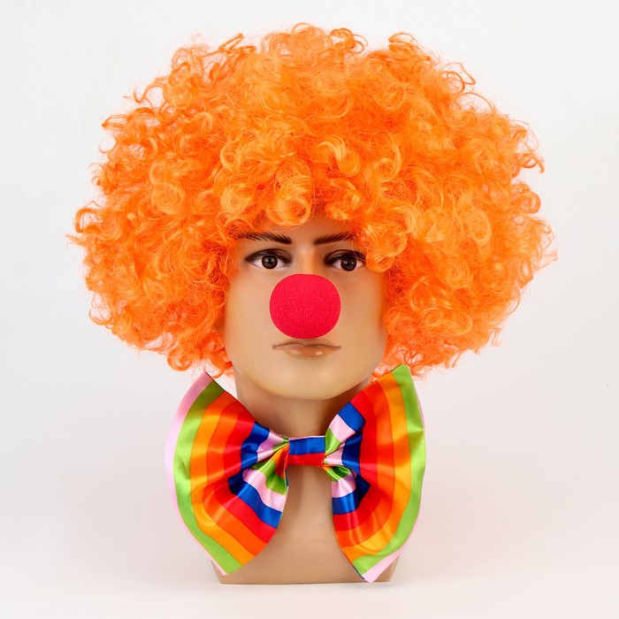 Карнавальный набор Клоуна бант22 верт. полоски + нос+парик - Фото 1