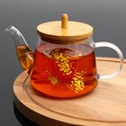 Чайник стеклянный заварочный с бамбуковой крышкой «Нежная мимоза», 600 мл - Фото 5