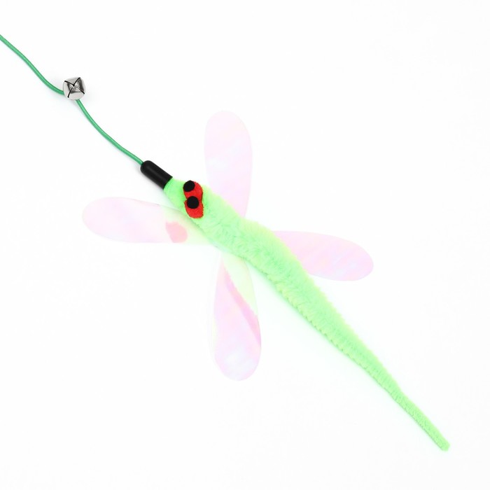 Дразнилка-удочка "Стрекоза",  40 см, зелёная