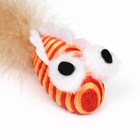 Игрушка для кошек "Полосатая рыба" с перьями, 5 см, оранжевая - фото 8523372