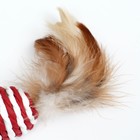 Игрушка для кошек "Мышь-погремушка", 7 см, бело-красная - Фото 4