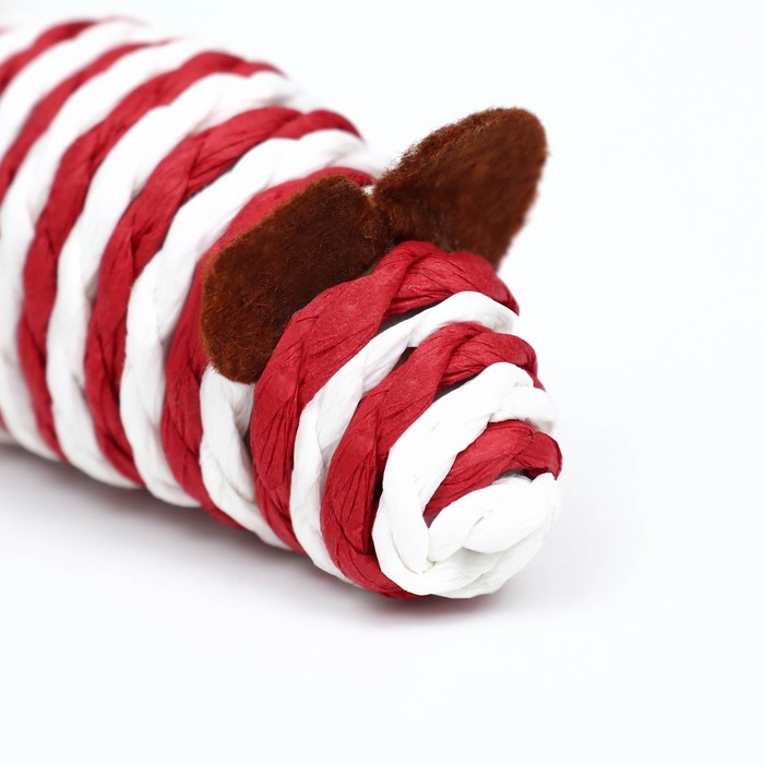 Игрушка для кошек "Мышь-погремушка", 7 см, бело-красная