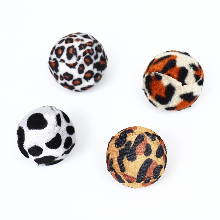 Мяч текстильный "Леопард", 4 см, микс цветов