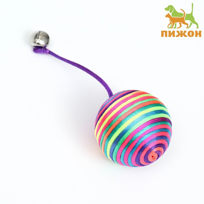 Мяч текстильный "Полосатик с хвостиком", 5,5 см, микс цветов - Фото 1