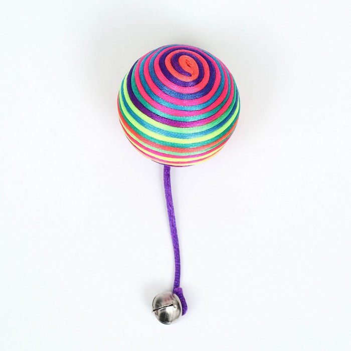 Мяч текстильный "Полосатик с хвостиком", 5,5 см, микс цветов
