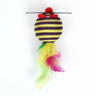 Шарик-мышь из текстиля с перьями, 4,2 см, фиолетовая - фото 8523422