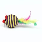 Шарик-мышь из текстиля с перьями, 4,2 см, фиолетовая - фото 8523423