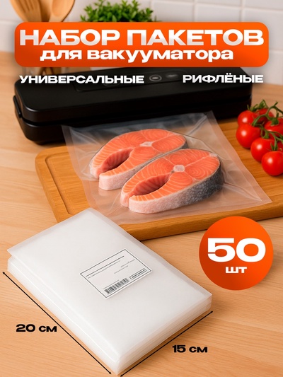 Набор пакетов для вакууматора, универсальные, 50 шт. 15×20 см