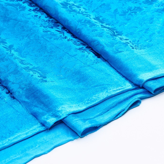 Лоскут Плюш с блестящим узором, цвет голубой, 100*150см