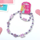 Набор детский «Выбражулька» 2 предмета: бусы, браслет, бабочки, цвет бело-сиреневый - фото 23423276