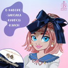 Набор «Выбражулька» 3 предмета: заколка, клипсы, кулон, цветы, цвет бело-синий в золоте - Фото 1