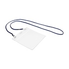 Бейдж горизонтальный, внешний размер 112×109 мм, внутренний размер 102×90 мм, на синем шнурке 40 см - Фото 3