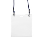 Бейдж горизонтальный, внешний 112х109 мм, внутренний 102х90 мм, на синем шнурке 40см (10 шт) - фото 809443781