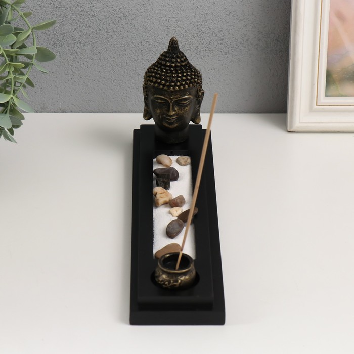 Подставка под благовония "Голова Будды" песок+аромапалочка+камни 29х7х11,5 см - Фото 1
