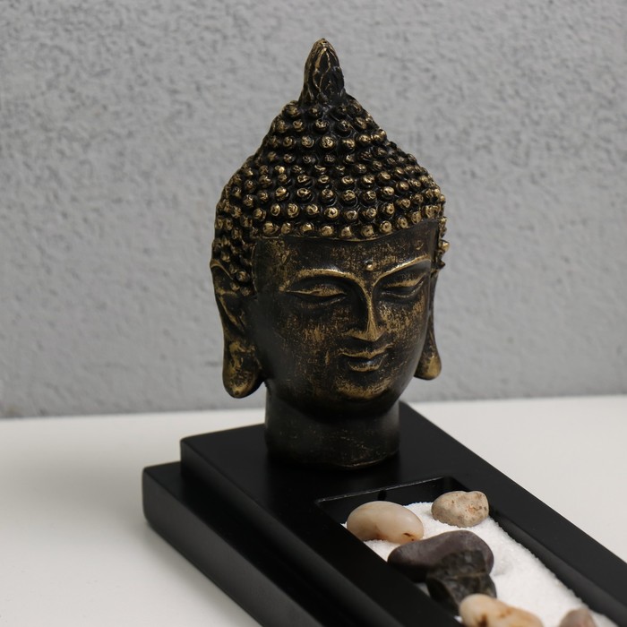 Подставка под благовония "Голова Будды" песок+аромапалочка+камни 29х7х11,5 см - фото 1926945690
